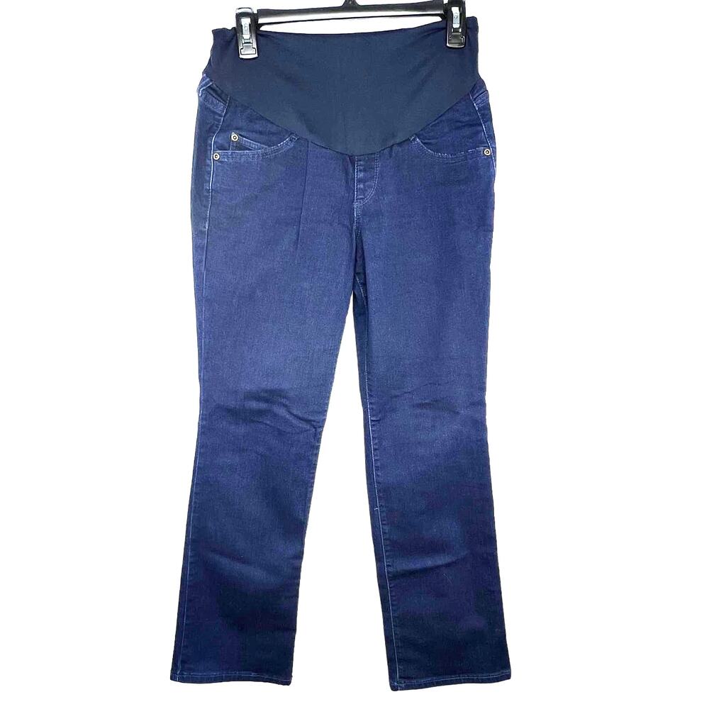 a:glow Maternity Size 8 Short Dark Wash Denim Bootcut Elastic Waist Jeans